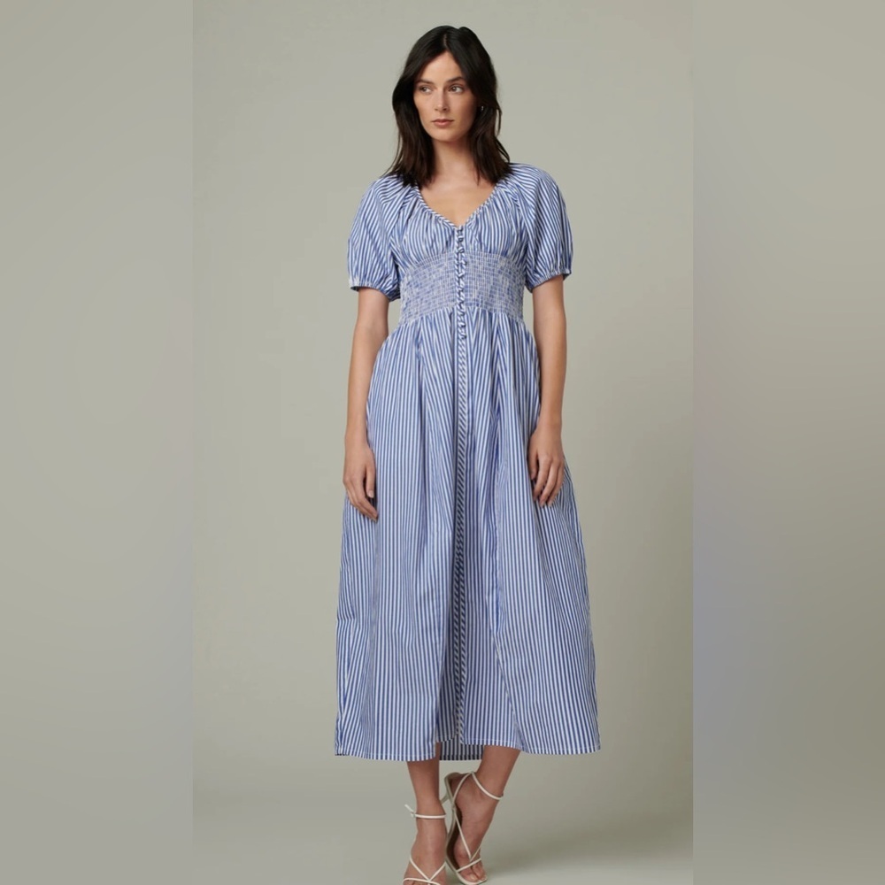Joe's Jeans Blue and White Striped Midi pockets Dress